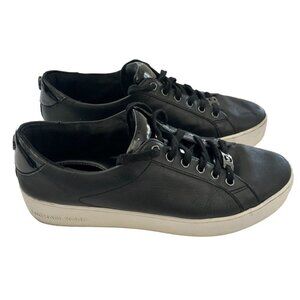 Michael Kors Keaton Black‎ Leather Trainer Sneakers Shoes Flats Size 9.5 M